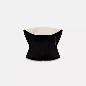 Zara Black and Cream Strapless Structured Corset Top